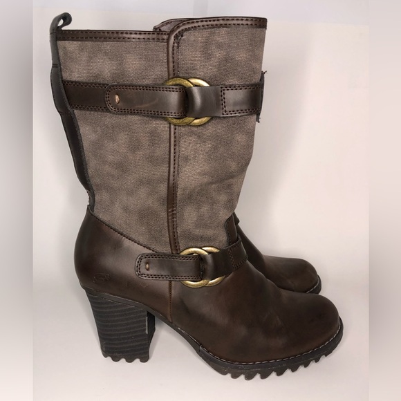 Skechers Leather Upper Chunky Lug Sole Mid Calf Brown Boot Size 10 - Picture 11 of 13